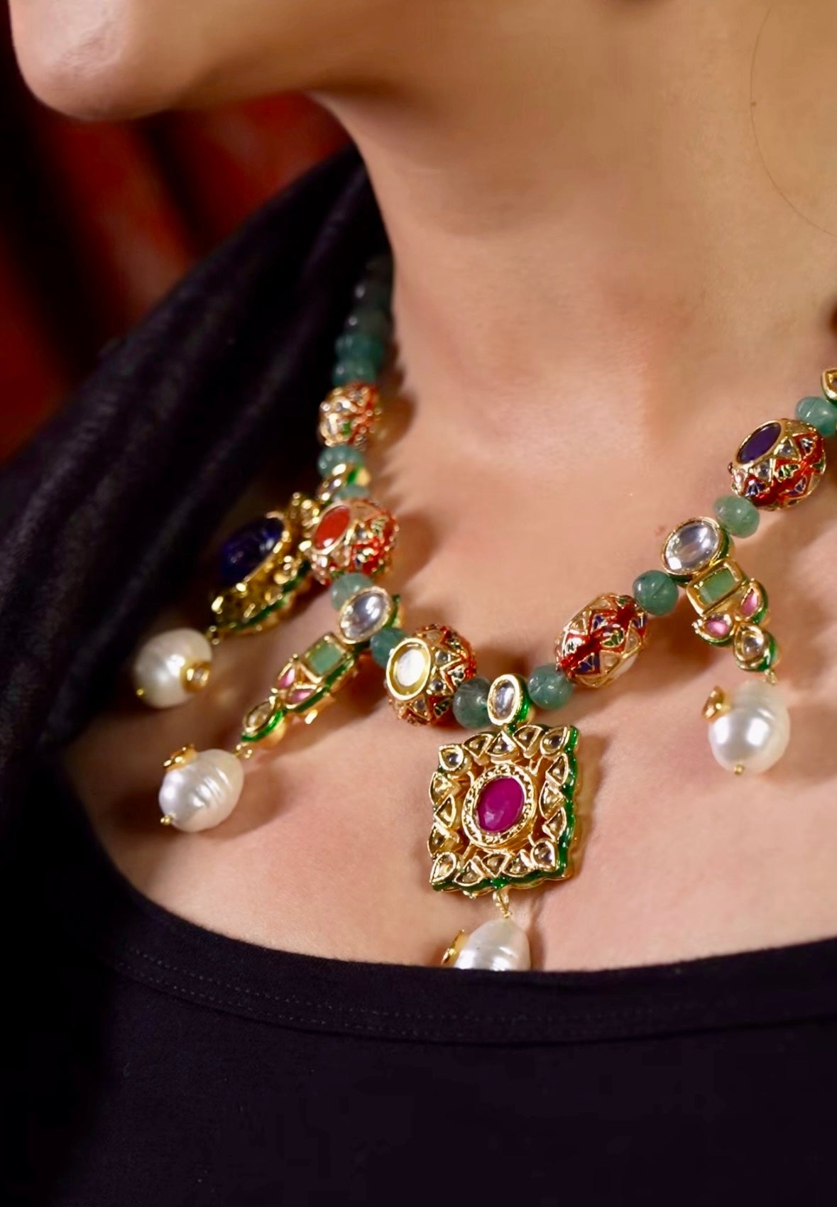 Antique Multi Color Stones Necklace Set