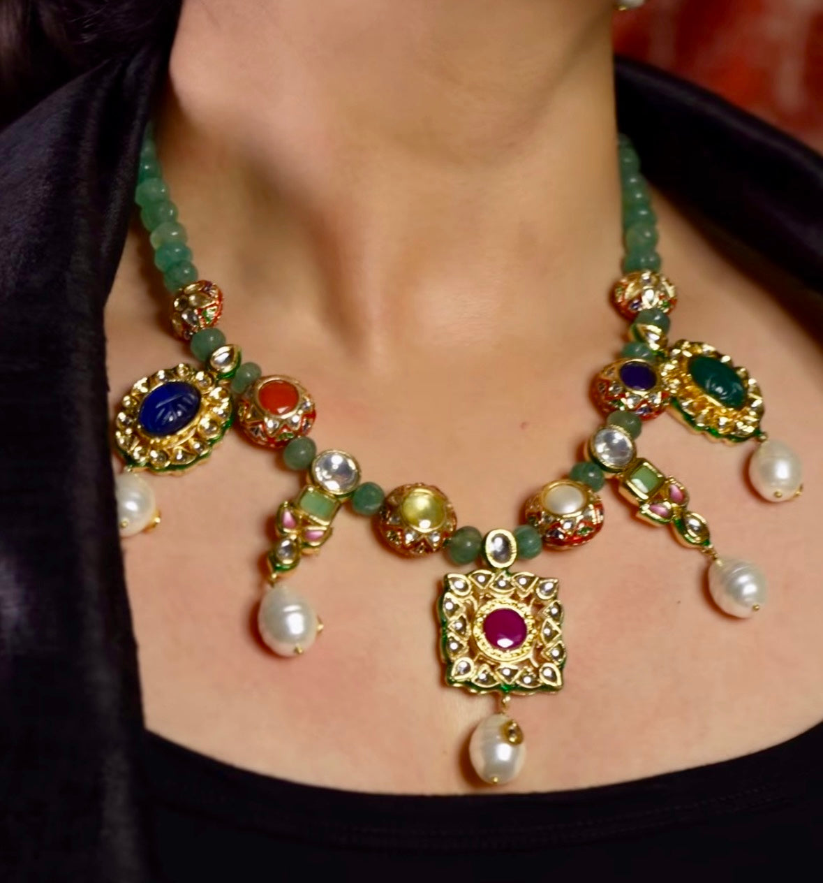 Antique Multi Color Stones Necklace Set