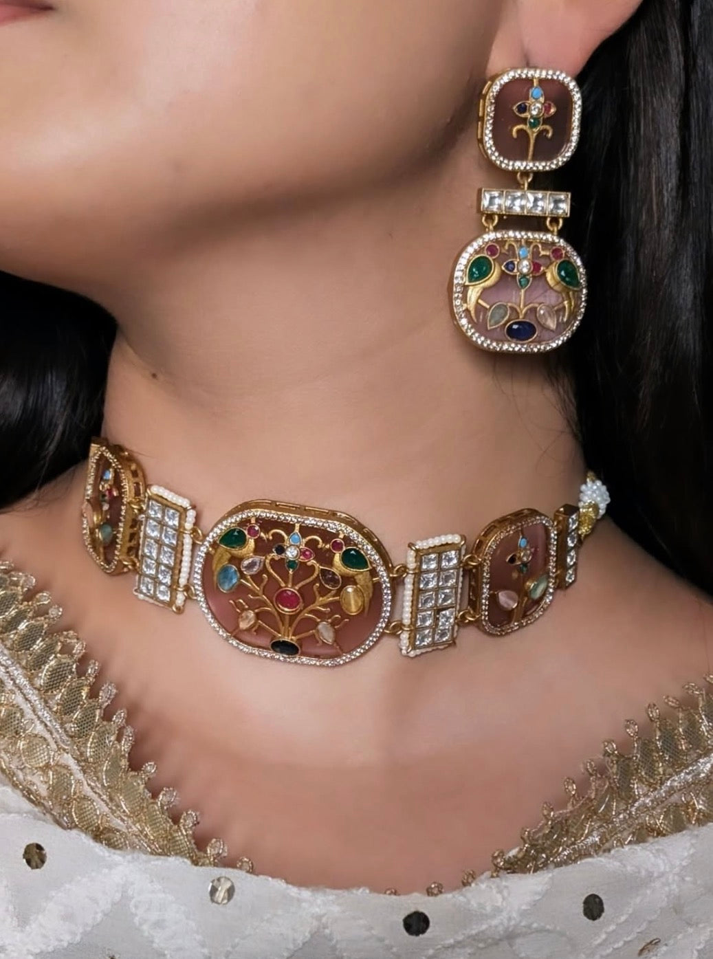 Multicolor choker Necklace Set