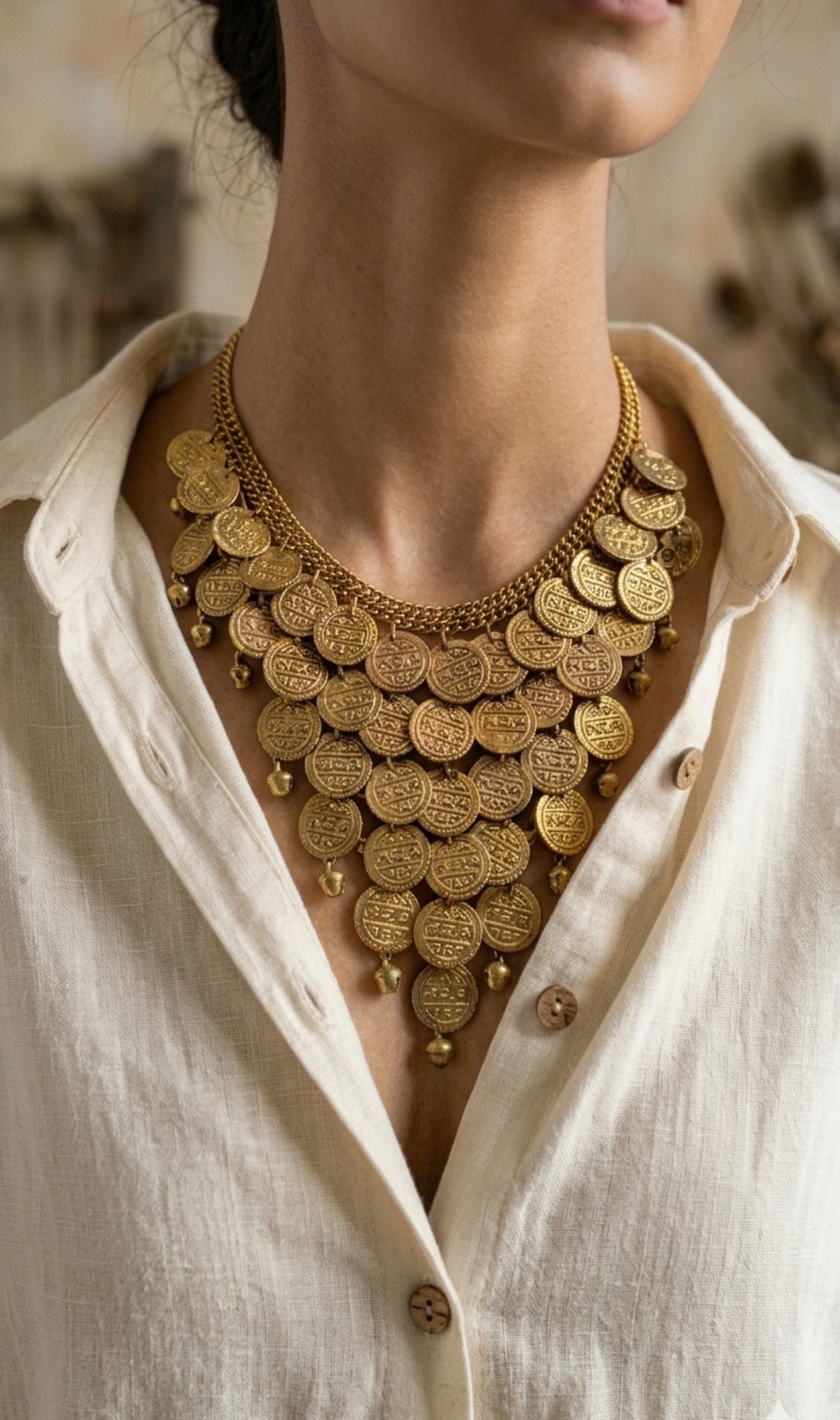 Golden Coin Style Western Necklace Set