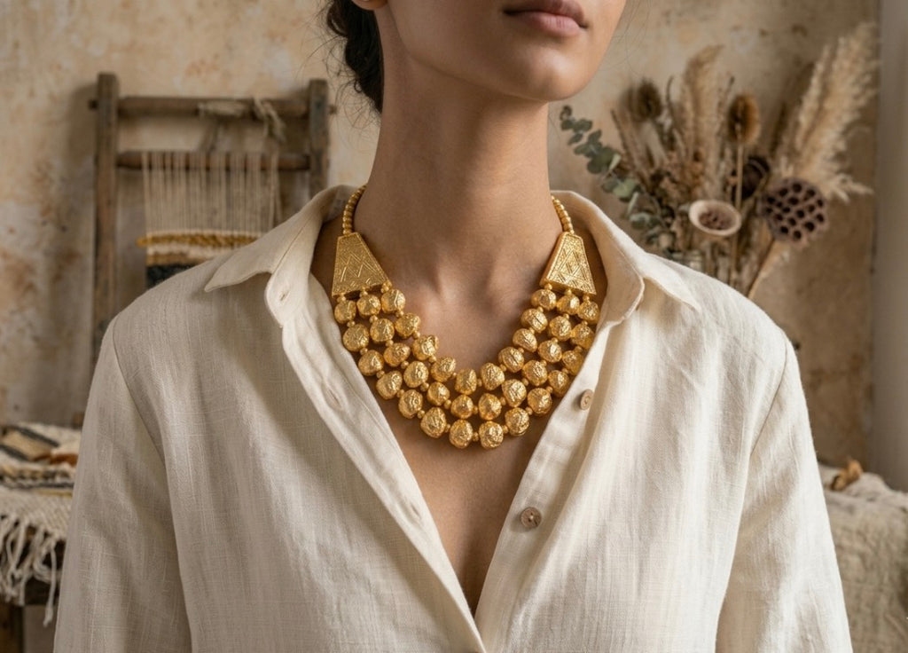 Golden Color Antique Necklace Set