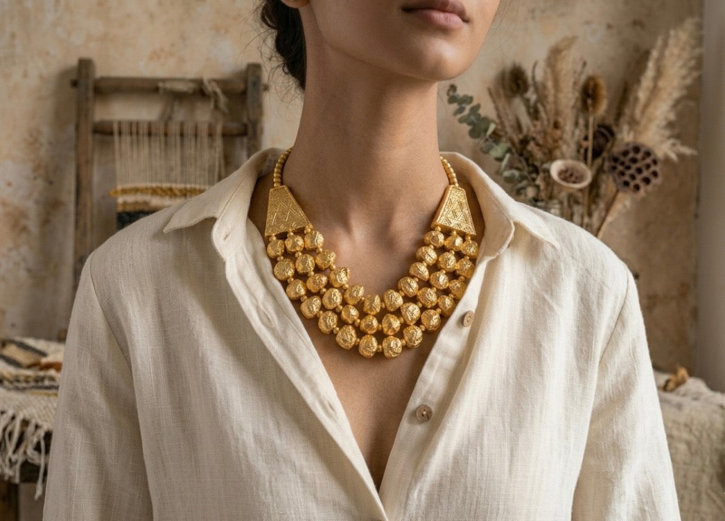 Golden Color Antique Necklace Set