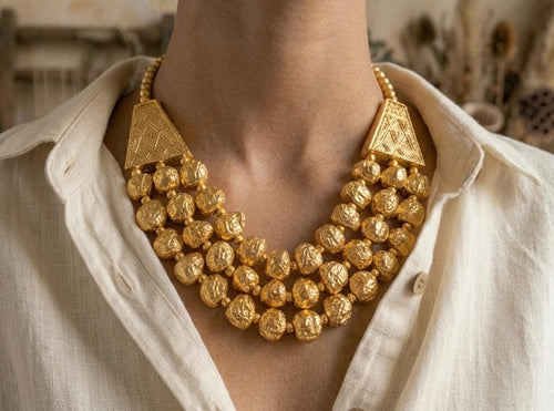 Antique Gold Layered Necklace Set