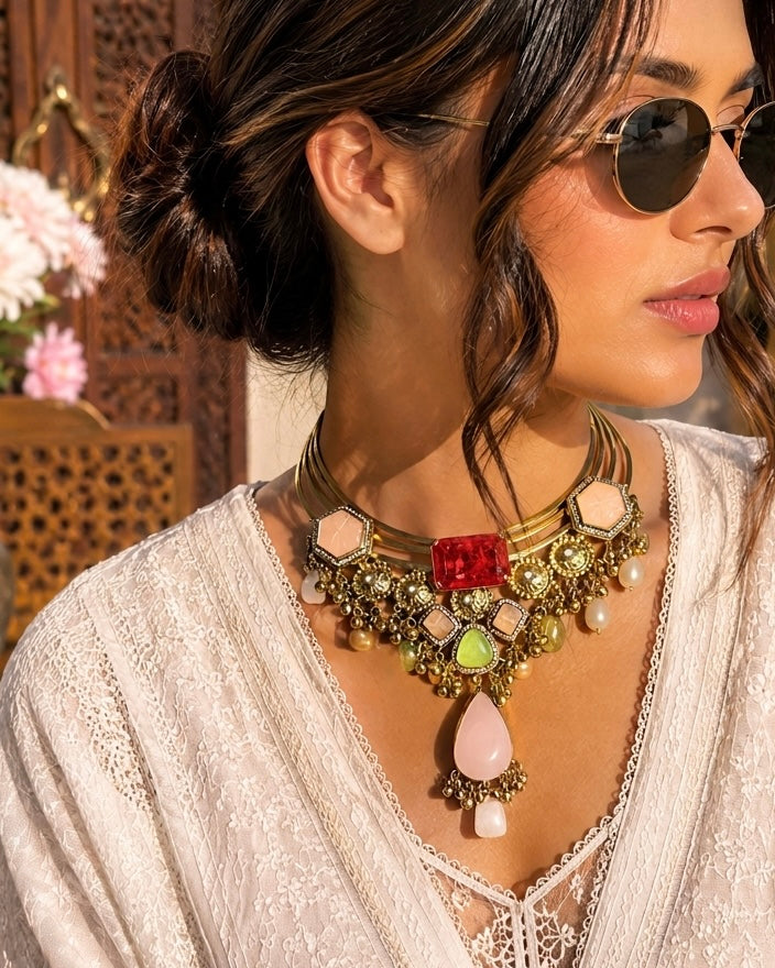 Multi Diamonds Antique Necklace Set