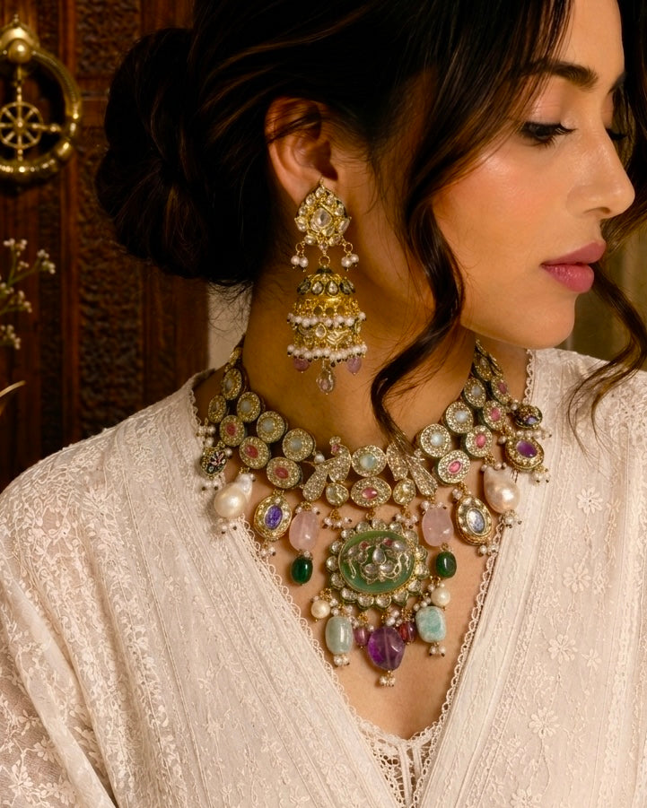 Sabya style semi precious stone Necklace Set