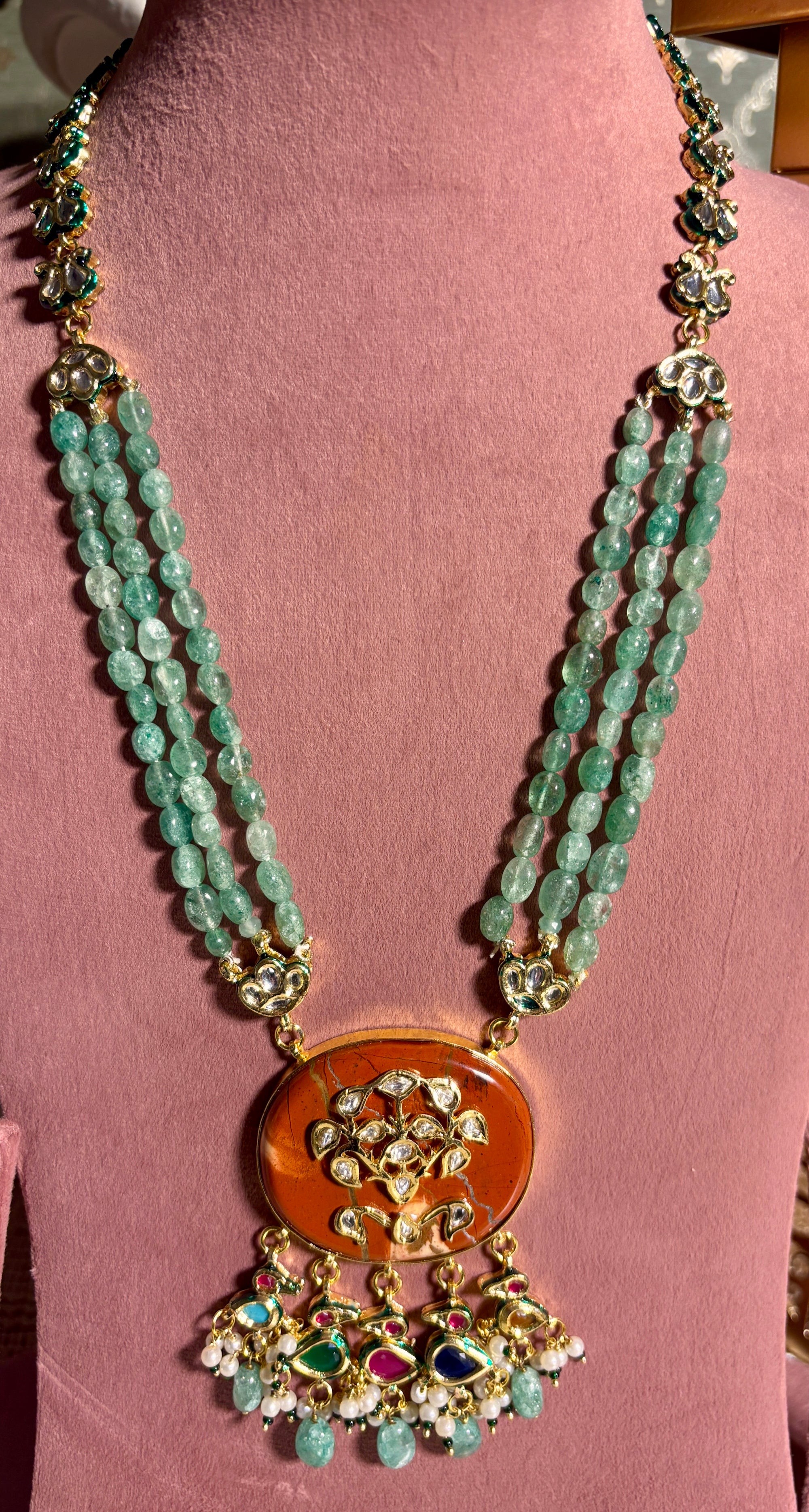 Kundan and stone work long maala