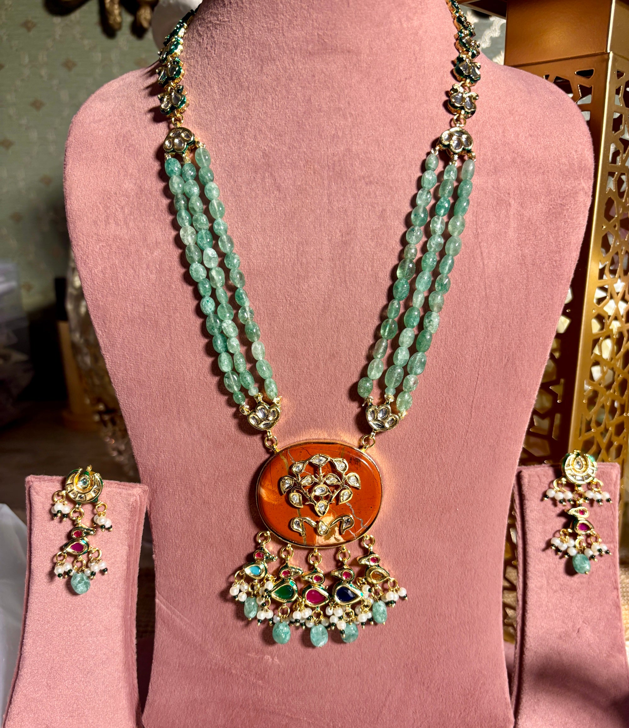 Kundan and stone work long maala