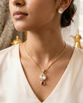 Minimal maroon kundan pendant set