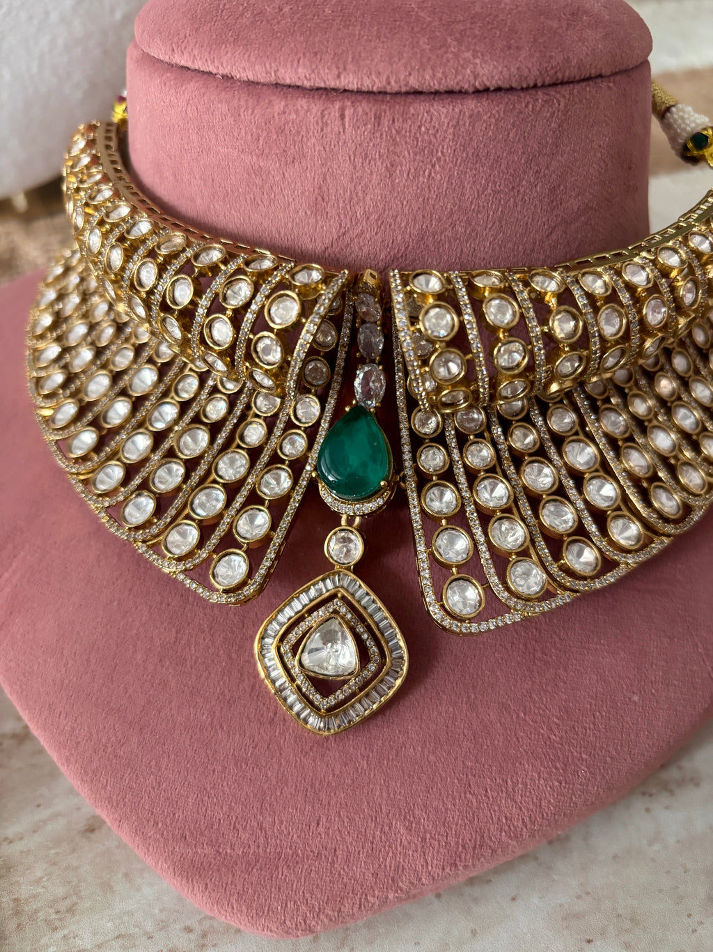 Moissanite emerald green set