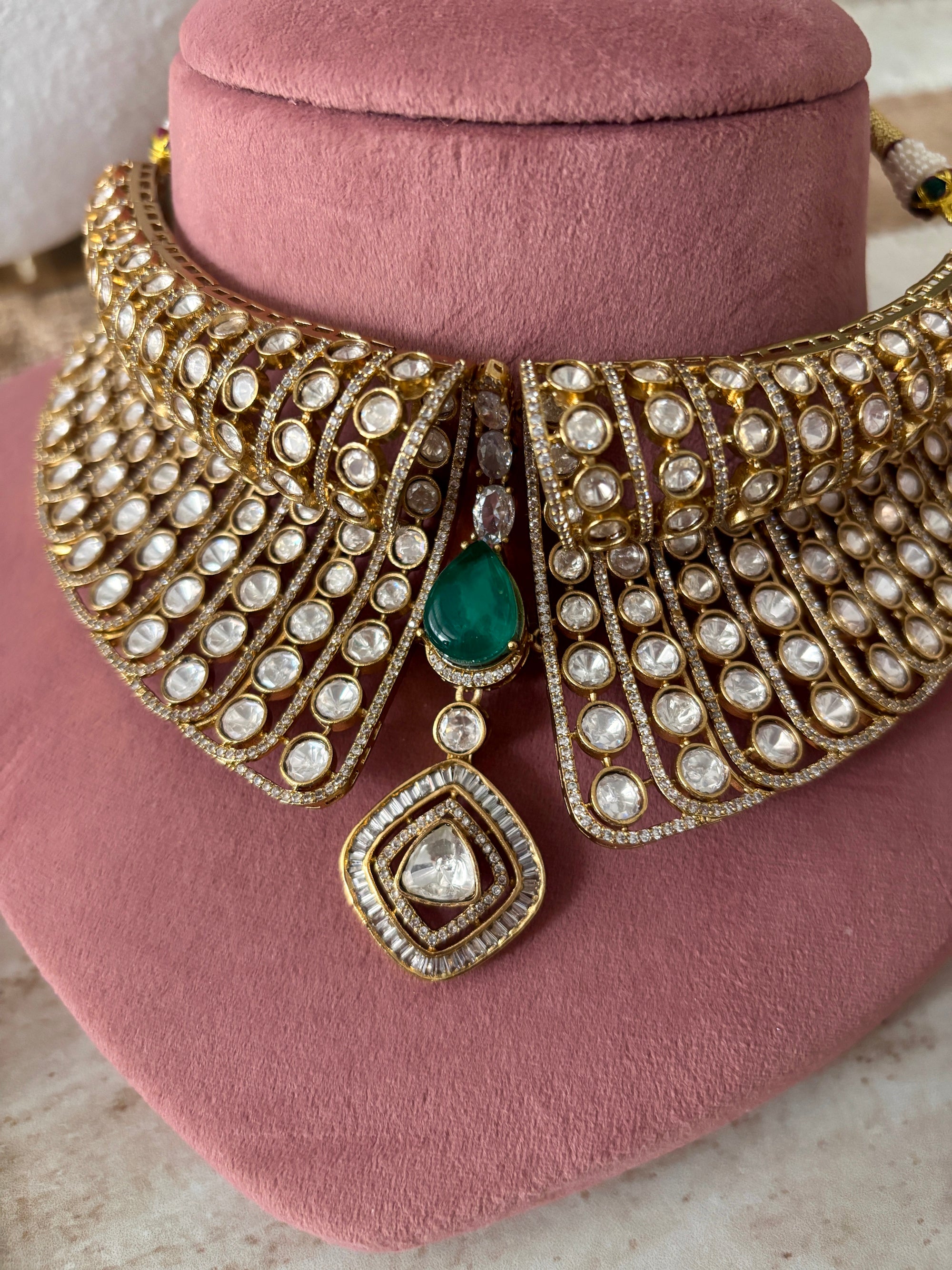 Moissanite emerald green set