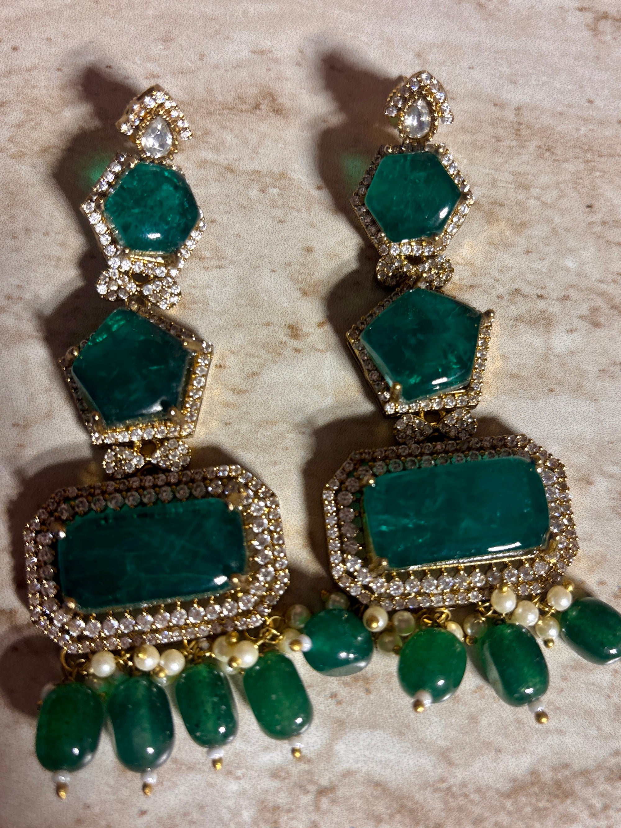Multi layer moissanite long maala set