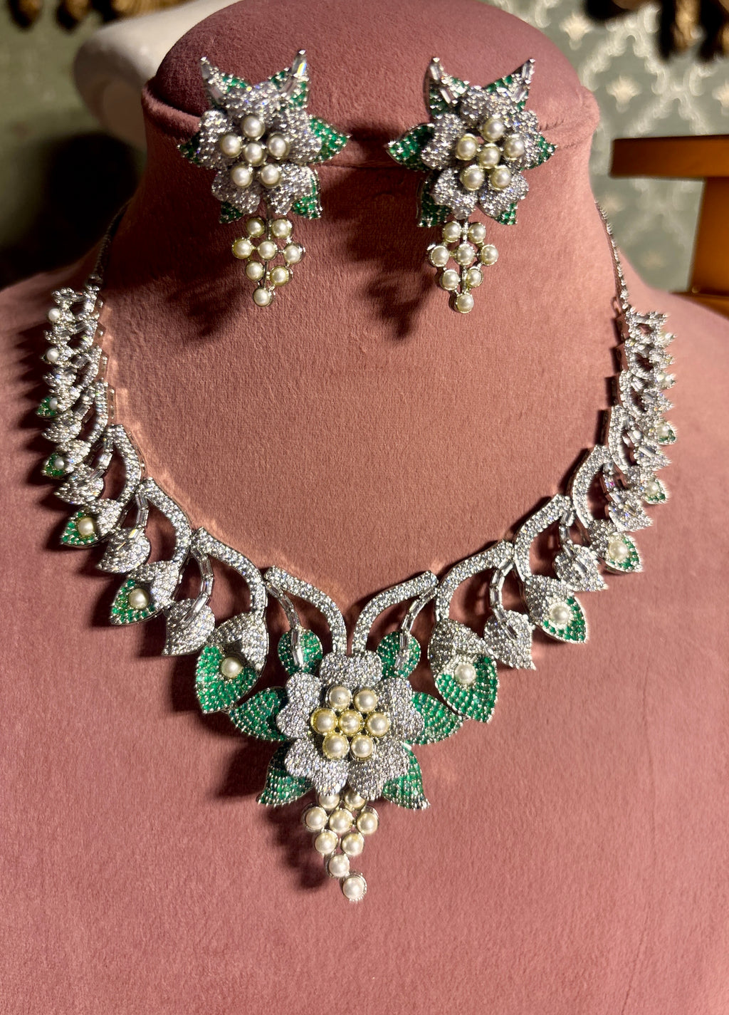 Pearls and AD necklace set