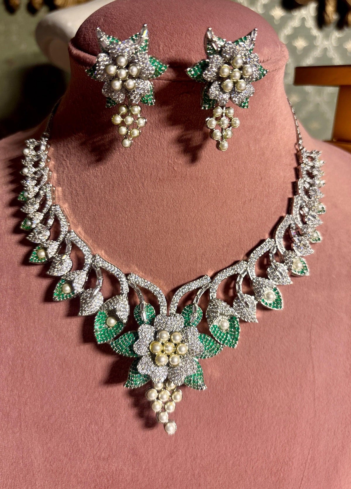 Pearls and AD necklace set