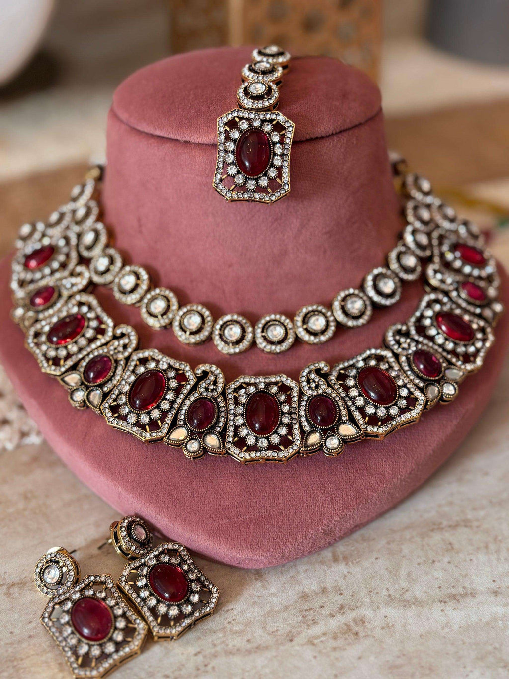 Ruby Pink kundan set