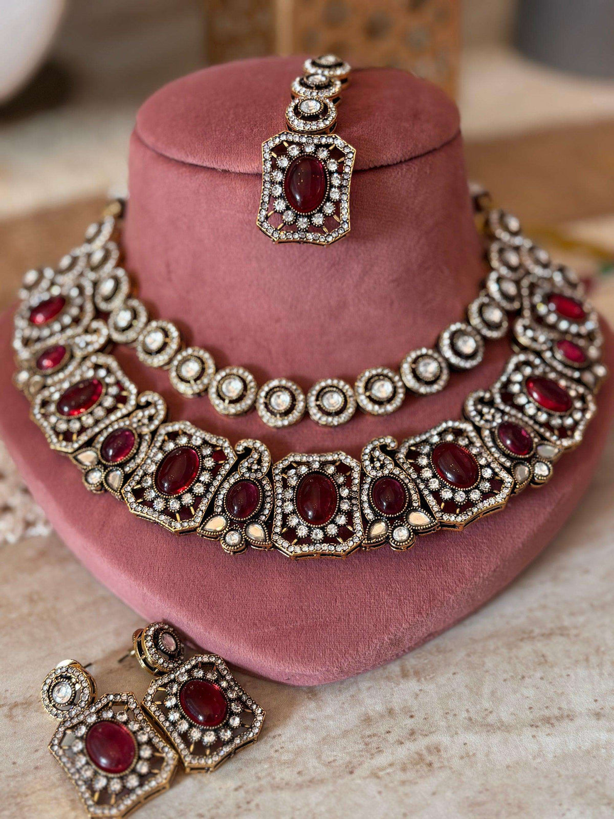 Ruby Pink kundan set