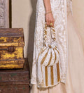 Hand Embroidered white & gold Potli bag