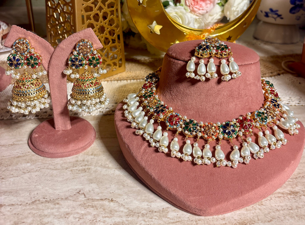 jadau and pearls necklace set
